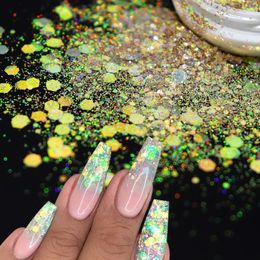 Nail Glitter Sparkly Mermaid Chunky Sequins For Art Designs 3D Hexagon Chameleon Mixed Flakes Nails Gel Acrylic Manicure Prud22