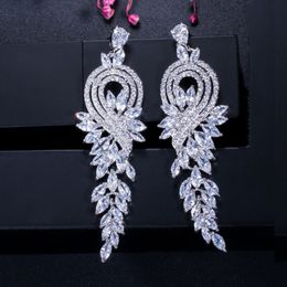 Fashion long tassel zirconia dangle earring designer for woman party 18k gold silver red blue white diamond earrings South American Wedding Engagement Jewelry Gift