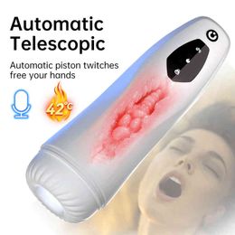 NXY Masturbators Automatic Vibrator Sucking Male Masturbator for Men Masturbation Cup Real Vagina Adult Goods Sex Toys Smart Heating 220507