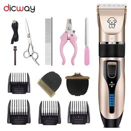 Dicway Dog Clippers Electric Pet Cats Hair Clipper Animals Grooming Haircut Cutter Shaver Trimmer Set Professional Rechargeable 220423