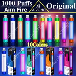 fire colors UK - Original AIVONO Aim Fire 1000Puffs Cigarette Disposable Vape Pen Puff 1000 5% Vapes Bars RGB Light 10 Colors ecigs 550mah Battery 4ml Vapors OEM vs Plus XXL ELF elux