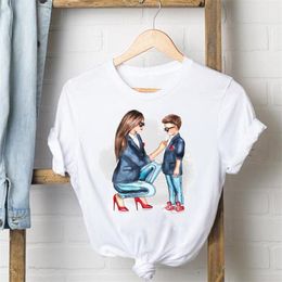 Watercolor Mom Son Mother Mama Tee Shirt Lady Clothes Top Short Sleeve Fashion Tshirt Summer Female T Women Graphic T shirts 220628