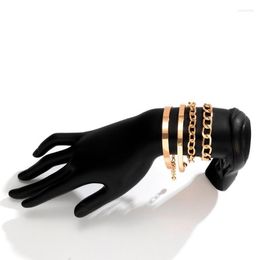 Link Chain PuRui 4pcs Punk Curb Cuban Bracelets Set For Women Miami Boho Thick Gold Colour Charm Bangles Fashion Jewellery Kent22
