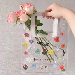 Gift Wrap 5Pcs/lots Transparent Tote Bag With Handle Pvc Wedding Candy Bouquet Pakcaging Bags Clear Toy BagsGift