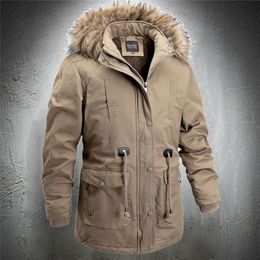 Jackets For Men Winter Mid-Long Parkas Cotton Coat Outdoor Jacket Men Winter Coat Fur Collar Long Jacket Outwear Overcoat Men 201127