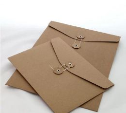 wholesale Brown Kraft Paper A5/A4 Document Holder File Storage Bag Pocket Envelope with Storage String Lock Office Supply Pouch DH9484