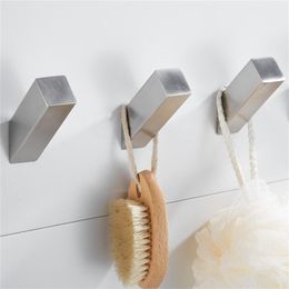 Hooks & Rails Wall Mount Stainless Steel Bath Towel Hook Bathroom Single Toilet Closet Self-adhesive Storage Rack Hanger