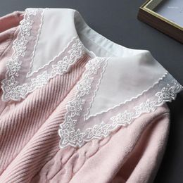 Bow Ties Sitonjwly Lace Flower Detachable Collar For Women 2022 Embroidery Neck Tie Fake Shirt Blouse Tops Removable Faux Col Fred22