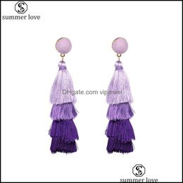 Dangle Chandelier Earrings Jewelry High Quality Colorf Tassels Boho Four-Layer Tassel Drop For Women Fash Dhhsk