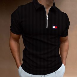 Mens Fashion Polo Shirts Short Sleeves Lapel Zip Design Top Men Streetwear Summer Golf Polo Jersey S3XL 220704