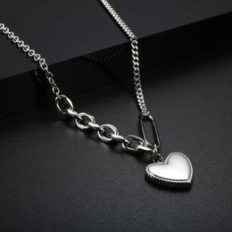 Chains ZMFashion Vintage Simple Heart Necklace For Women Men Stainless Steel Punk Long Women's Party Charm Sweater JewelryChains