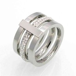 brand 2017 316L Titanium steel jewelry whole 3 layer with diamond Rings for woman wedding ring jewelry 18k gold/silver/rose co1984
