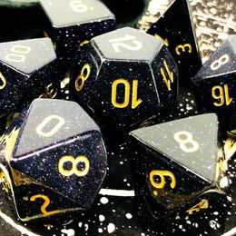 Other Blue Sand Number DND Dice Set Handmade Gemstone Engrave Polyhedral For D&D RPG Table Board Games Crafts Collection GiftOther