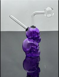 Glass Pipe Oil Burner bong hookah Purple skeleton Mini glass water bottle