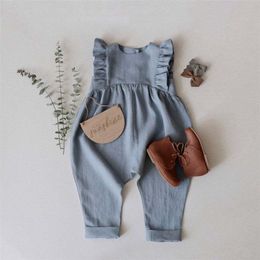 Baby Boys Girls Romper Summer Toddler born Infant Sleeveless Cotton Linen Jumpsuits Playsuits Overalls Outfits Infant Garment 220426