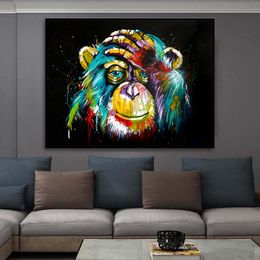 Funny Monkey Graffiti Art Wall Paintings On Canvas Abstract Prints Posters Modern Decor Wall Pictures for Living Room Decoration