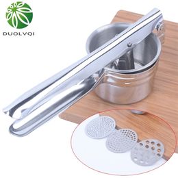 Duolvqi Stainless Potato Masher and Ricer Manual Juicer Squeezer Press Potato Baby food supplement machine Kitchen tools 210318