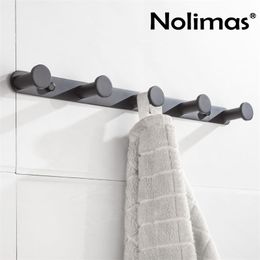 SUS 304 Stainless Steel Toilet Robe Hook Kitchen Matte Black Wall Mount Round Coat Hat Door Hanger 36 s Y200108