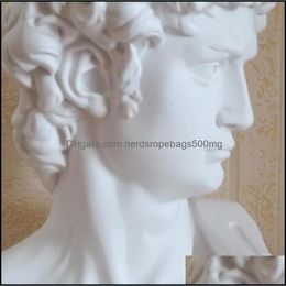 Decorative Objects Figurines Home Accents Decor Garden David Head Portraits Bust Gypsum Statue Michelangelo Buonarroti Scpture Craft Sketc