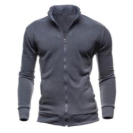 Men's Hoodies & Sweatshirts Men Coat Brand Clothing Fashion Zip Stand Collar Male Casual Slim Hoody Sweatshirt Cardigan Zipper Hood Clothing