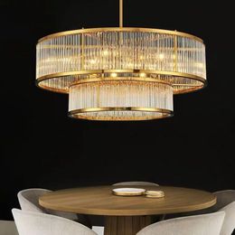 Pendant Lamps Living Room Luxury Plate Gold Led E14 Chandelier American RH Lustre Lighting Drop Light WFPendant