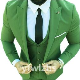 Handsome One Button Man's Suits Peak Lapel Groom Tuxedos Groomsmen Wedding/Prom/Dinner Man Blazer(Jacket+Pants+Vest+Tie) N022