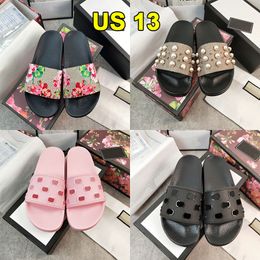 Big Size Designers Men Women Slippers 2022 Rubber Slides Sandal Flat Blooms Strawberry Tiger Bees Green Red White Web Fashion Shoes Beach Flip Flops Flower Box 35-48