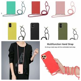 2.0MM Soft TPU Cases For Samsung A53 5G A33 A13 S22 Ultra Plus A73 4G A72 A52 A32 A12 S21 Note 20 Mobile Phone Cover Crossbody Shoulder Lanyard Multifunction Hand Strap