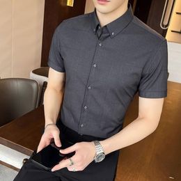 Men's Casual Shirts Plaid Mens Shirt Summer Thin Section Smart Button Tops Fashion Short Sleeve Office Business Large Size 4XLMen's