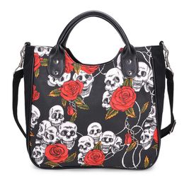 Evening Bags Brand Skull Printed Shoulder For Women Female Luxury Designer Handbags Ladies Large Capacity Flowers Canvas Messenger BagEvenin