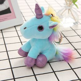 Fashion Cartoon Candy Colors Plush Unicorn Doll Keychain Cute Ladies Bag Men Car Key Ring Student Bags Luggage Pendant