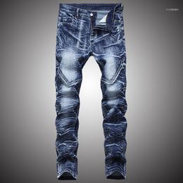 Motorcycle Biker Jeans Men 2022 Fashion Casual Denim Pants Ripped Destroy Beggar Hole Trousers Male Vintage BP038 Men's