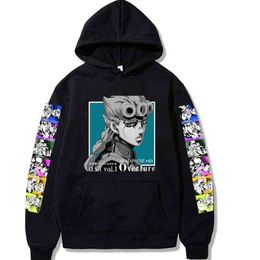 Jojo Bizarre Adventure Streetwear Sweatshirts Anime Hoodie Fleece Oversize Sweatshirt Hooded Sweater Print Loose Hoodies Men Boy Y220713