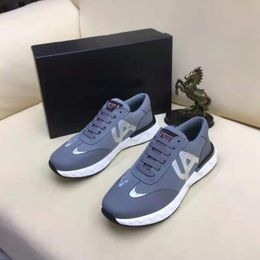 Fashion Designer Men Soft Bottoms Dress Shoes Running Sneakers Popular Elastic Low Top Black Grey Leather Lightweight Comfy Fitness Run Walk Casual Trainers EU 38-45