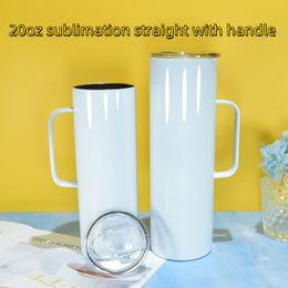 20oz/30oz Sublimation straight Tumbler with handle Double Wall 304 Stainless Steel with sealing lids Personalised Gift Z11 by express