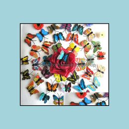 a fridge magnet UK - Artificial 3D Butterfly Fridge Magnet Sticker Refrigerator Magnets Home Decoration Xb Drop Delivery 2021 Décor Garden Clzid