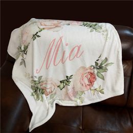 Personalized Swaddling Baby Bedding Crib Flower Cartoon born Infant Gift Baby Bed Blanket Birthday Gift 220524