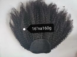 Fast delivy Indian Human Raw Virgin Hair Kinky Curly Drawstring Ponytail For Black Women 140g multi Colours