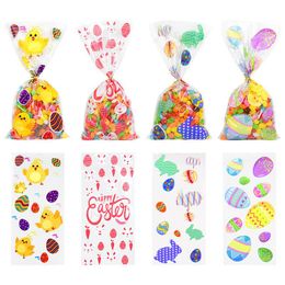 Gift Wrap 50pcs Easter Plastic Bag Candy Eggs Chicken Print Cellophane Bags Baking Happy Party FavorsGift WrapGift