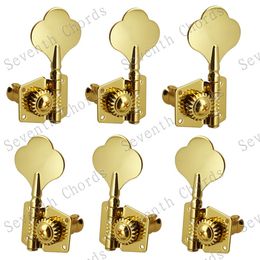 A Set 6 Pcs Gold Open Gear 6 String Bass Guitar String Tuners Tuning Pegs Keys Machine Heads