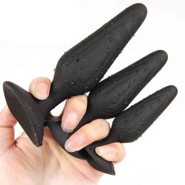 Nxy Anal Toys Threaded Sucker 3 Sizes Mini Soft Masturbation Butt Plug Silicone Dildo G spot Erotic Sex for Women men 220420