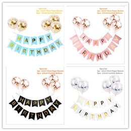 Party Decoration Happy Birthday Letter Bunting Golden Pink Confetti Balloons Baby Shower Boy And Girl Gifts