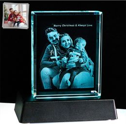 2D Personalized Laser Engrave Picture Frame K9 Crystal Custom Po Gifts Christmas Family Presents for Parents Home Decor 220711