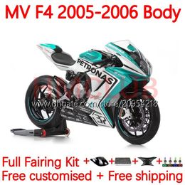 Bodys kit For MV Agusta F4 R312 750S 750 1000 R CC S 1000CC 05-06 Bodywork 154No.11 312 1078 S 1+1 312R 750R 1000R Cowling 2005 2006 MA MV F4 05 06 OEM Fairings cyan white