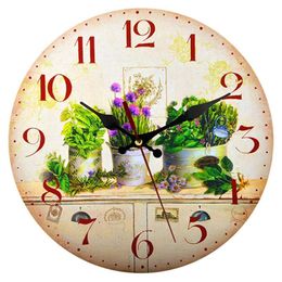 Wall Clocks Creative Wooden Clock Battery Operated Non-ticking Indoor Decor Silent For Kids Room Living RoomWall ClocksWall