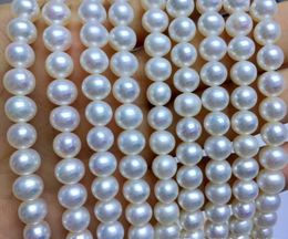 white pink purple 100% Pure Natural Fresh Water Pearls 7-8mm near Perfect circle Pearl semi-finished 34-36cm for DIY Bracelet Necklace