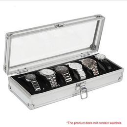 Watch Boxes & Cases 6 Grid Insert Slots Jewelry Display Storage Case Aluminium Box Organizer Holder Packaging Silver For Men Valentine Gifts