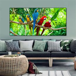 Colourful Parrots Bird on Branches Canvas Painting Posters and Prints Wall Art Animal Picture for Living Room Home Decor Cuadros