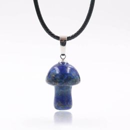 Pendant Necklaces Silver Plated Mushroom Lapis Lazuli Rope Chain Necklace Opalite Opal Plant JewelryPendant