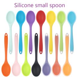 One piece solid color silicone spoons children rice spoon Portable silica gel soup scoop Kitchen tools T9I002024